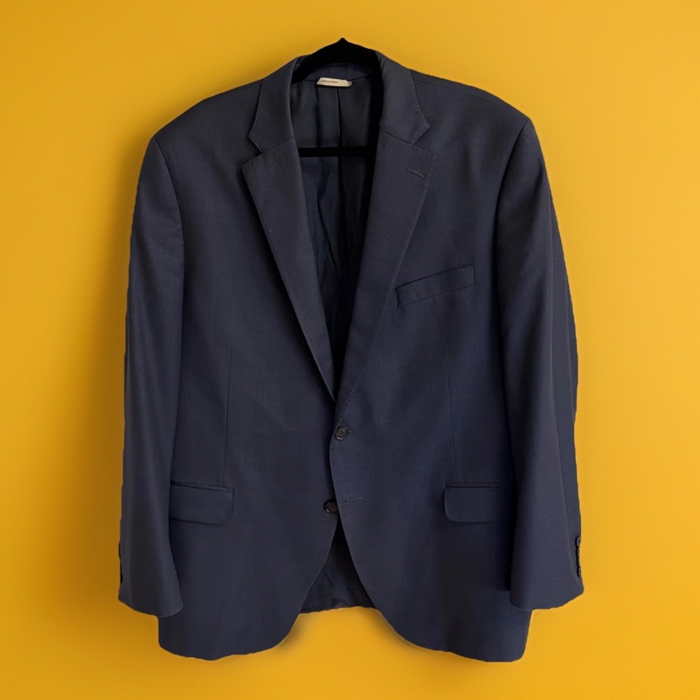 Peter Millar Blue Wool Blazer Jacket Mens 48T Lightweight Canada 2-Button Long
